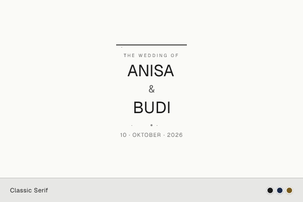 Preview Desain Tema Undangan Digital Classic Serif